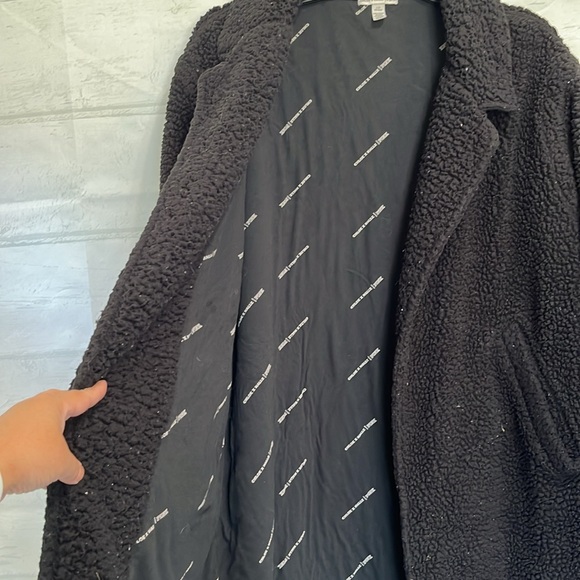 Pink Chloe x Halle Black Oversized Long Open Front Coat Size Large - Picture 8 of 17